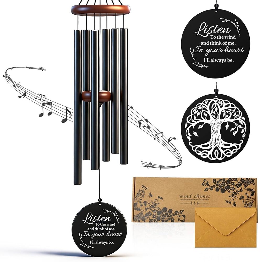 36 Inch Memorial Wind Chimes for Loss of Loved One - Deep Tone, Durable Metal